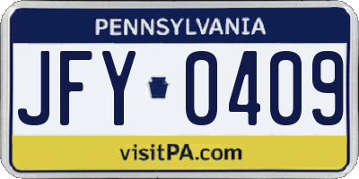 PA license plate JFY0409