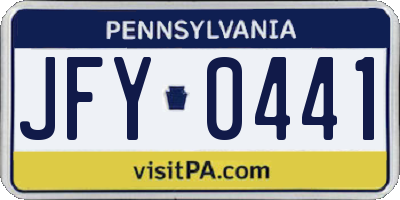 PA license plate JFY0441