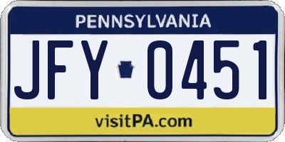 PA license plate JFY0451