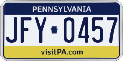 PA license plate JFY0457