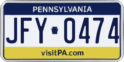 PA license plate JFY0474