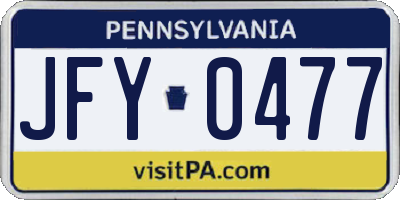 PA license plate JFY0477