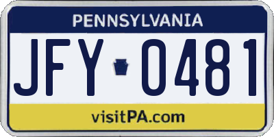 PA license plate JFY0481