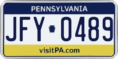 PA license plate JFY0489
