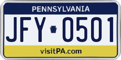 PA license plate JFY0501