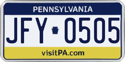 PA license plate JFY0505