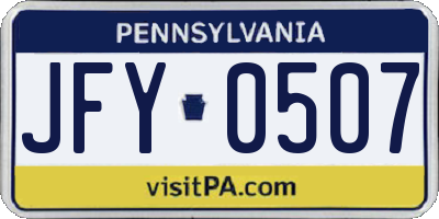 PA license plate JFY0507
