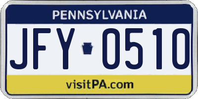 PA license plate JFY0510