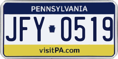 PA license plate JFY0519