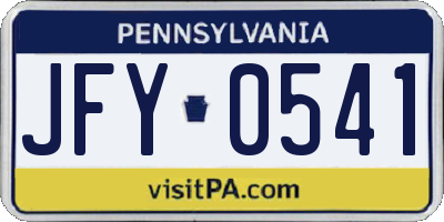 PA license plate JFY0541