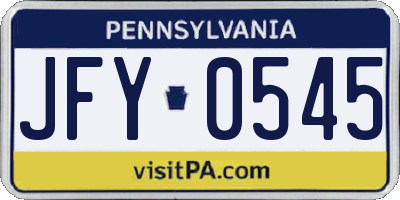 PA license plate JFY0545