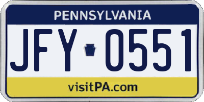 PA license plate JFY0551