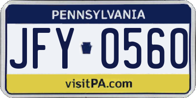 PA license plate JFY0560