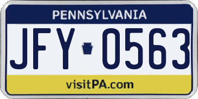 PA license plate JFY0563