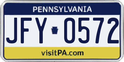 PA license plate JFY0572