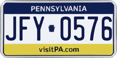 PA license plate JFY0576