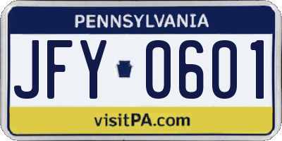 PA license plate JFY0601