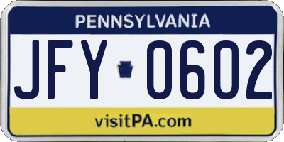 PA license plate JFY0602