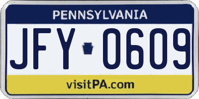PA license plate JFY0609