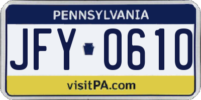 PA license plate JFY0610