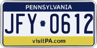 PA license plate JFY0612