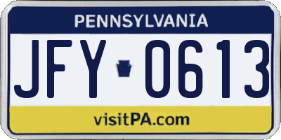 PA license plate JFY0613
