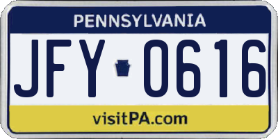 PA license plate JFY0616