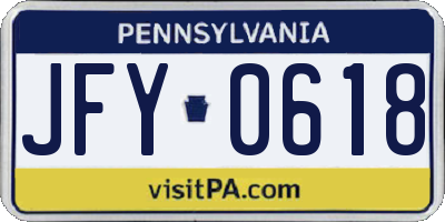 PA license plate JFY0618