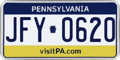 PA license plate JFY0620