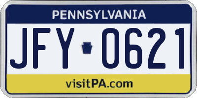 PA license plate JFY0621