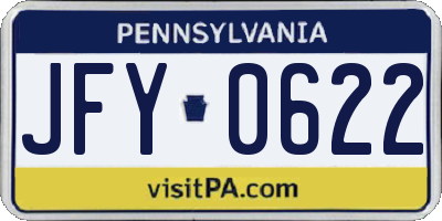 PA license plate JFY0622