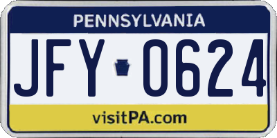 PA license plate JFY0624