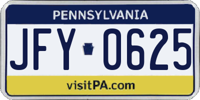 PA license plate JFY0625