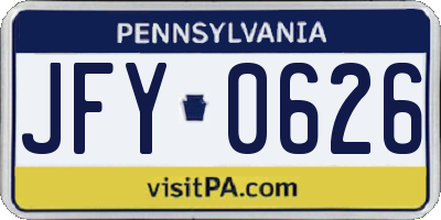 PA license plate JFY0626