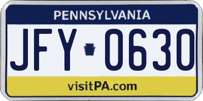 PA license plate JFY0630