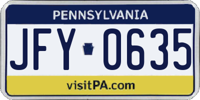 PA license plate JFY0635