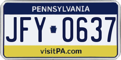 PA license plate JFY0637