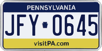 PA license plate JFY0645