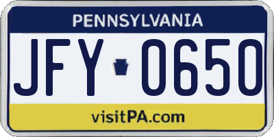 PA license plate JFY0650