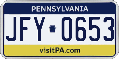 PA license plate JFY0653
