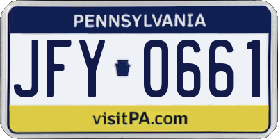PA license plate JFY0661