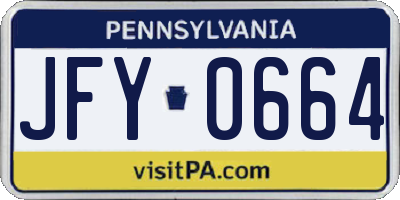 PA license plate JFY0664