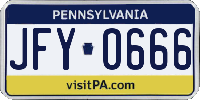 PA license plate JFY0666