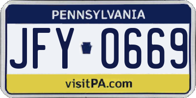 PA license plate JFY0669