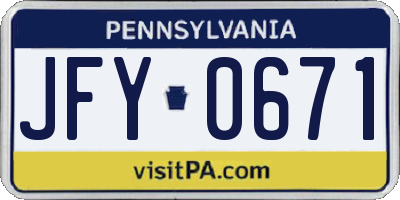PA license plate JFY0671