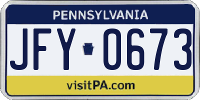 PA license plate JFY0673