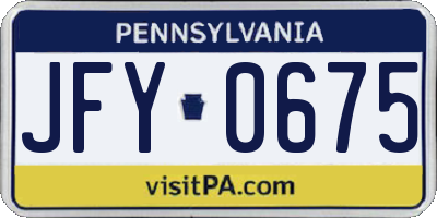PA license plate JFY0675