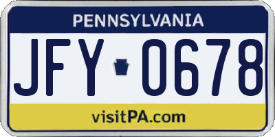 PA license plate JFY0678
