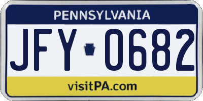 PA license plate JFY0682
