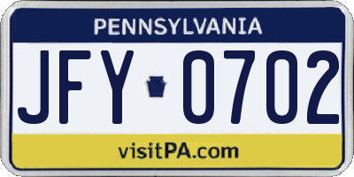 PA license plate JFY0702